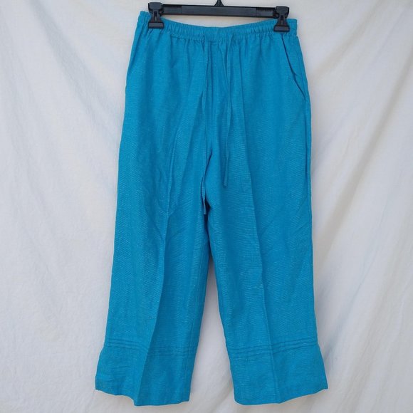erin london Pants - Erin London Blue Silk Linen Capris - Small